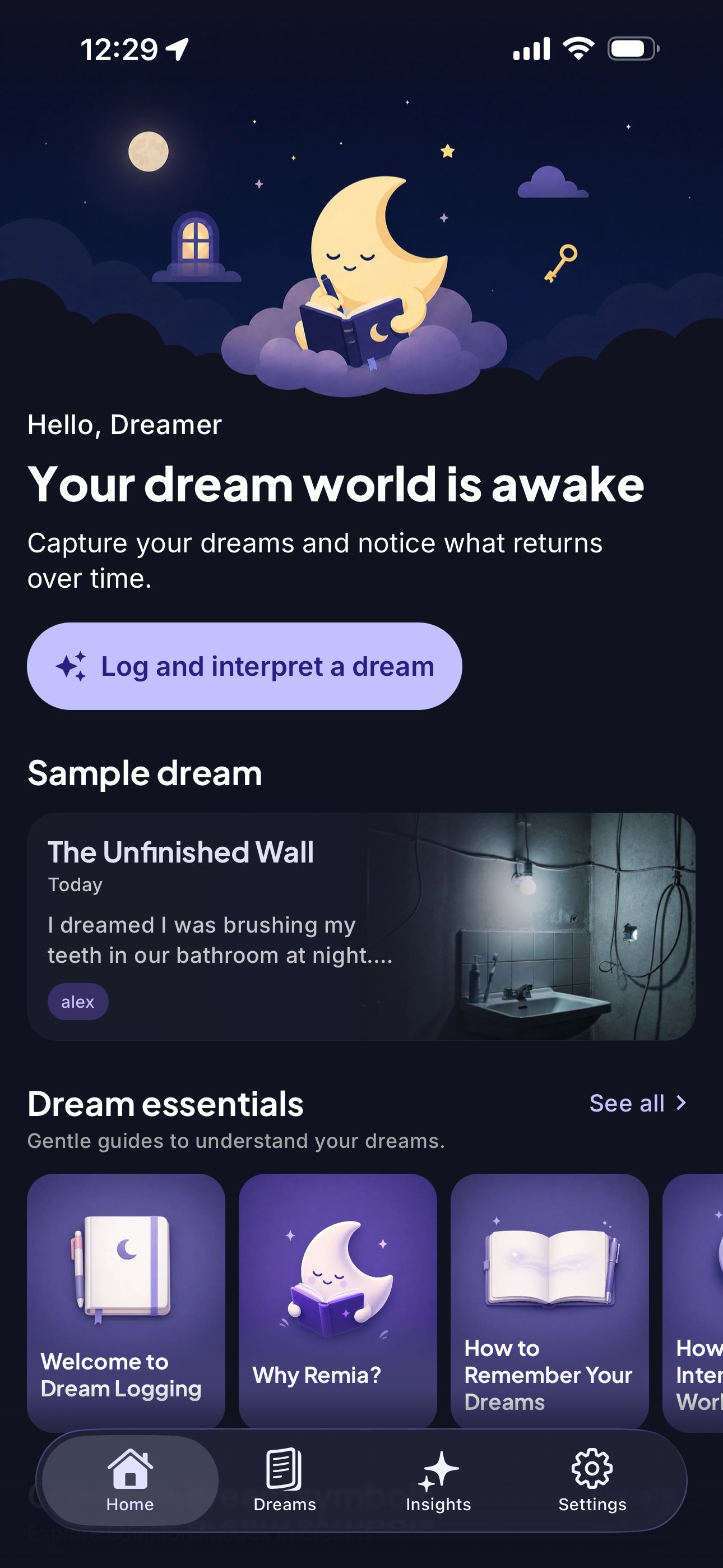 Remia app home screen